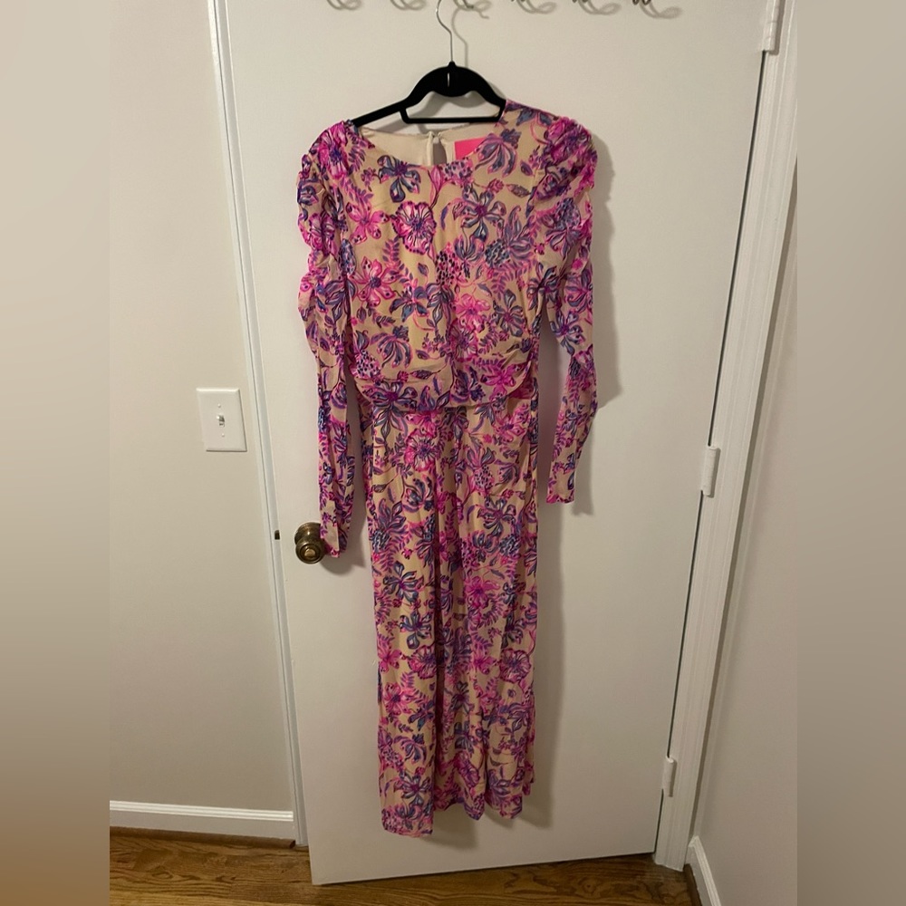 Lilly Pulitzer Preslie Long Sleeve Mesh Midi Dress